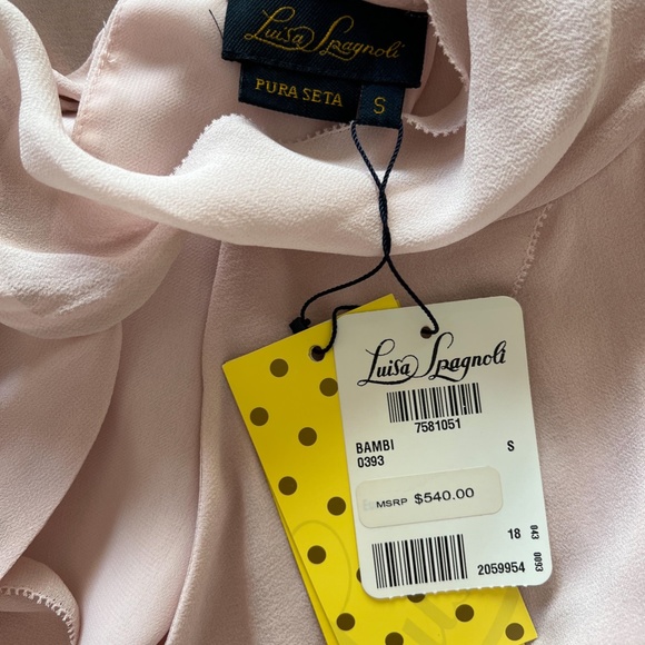 $540 | NWT | Luisa Spagnoli Silk Sleeveless Chiffon Mock Neck Top Blouse Bow Tie - Picture 6 of 16